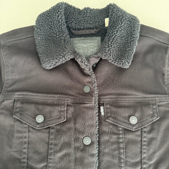 Levi's Original Sherpa Trucker Jacket Original Sherpa Trucker Jacket Black Denim - Picture 8 of 12